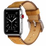 Mkeke Compatible Apple Watch Band 42mm 44mm Genuine Leather iWatch Bands Light Brown