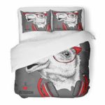 Emvency 3 Piece Duvet Cover Set Brushed Microfiber Fabric Red Africa The of Camel in Glasses Headphones Hip Hop Hat Animal Caravan Club Breathable Bedding Set with 2 Pillow Covers King Size