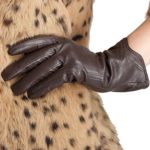 Nappaglo Nappa Leather Gloves Warm Lining Winter Handmade Curve Imported Leather Lambskin Gloves for Women (M, Brown)