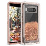 Galaxy Note 8 Case, Dexnor Glitter 3D Bling Sparkle Flowing Liquid Quicksand Case Transparent 3 in 1 Shockproof TPU Silicone + PC Protective Defender Cover for Samsung Galaxy Note 8 – Light Brown