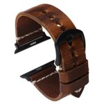 Oil Wax Leather Strap Watchband Compatible Apple Watch Band 42mm Series 3 2 1, Nike+,Sport, Edition,Dark Brown
