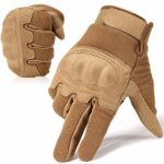JIUSY Military Shooting Hard Knuckle Tactical Gloves for Airsoft Paintball Motorcycle Cycling Riding Hunting Hiking Army Combat Touch Screen Full Finger Gloves Size Brown Small B16