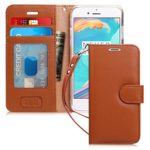 FYY Case for iPhone 7/iPhone 8, [Kickstand Feature] Flip Folio Genuine Leather Wallet Case with ID and Credit Card Pockets for Apple iPhone 8/7 (4.7″) Dark Brown