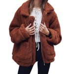 PRETTYGARDEN Women’s Fashion Long Sleeve Lapel Zip Up Faux Shearling Shaggy Oversized Coat Jacket with Pockets Warm Winter (Dark Brown, XX-Large)