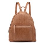 Womens Fashion Backpack Purse Unisex Shoulder Bag Large Functional Handbag For Teen Vegan Leather (Woven Brown)