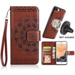 iPhone 8 Plus Case,iPhone 7 Plus Flip Embossed Leather Wallet Cases with Protective Detachable Slim Case Fit Car Mount,CASEOWL Mandala Flower Design with Card Slots, Strap for iPhone 7/8 Plus[Brown]