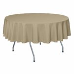 Ultimate Textile 60-Inch Round Polyester Linen Tablecloth – Fits Tables Smaller Than 60-Inches in Diameter, Camel Light Brown