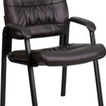 Flash Furniture Brown Leather Executive Side Reception Chair with Black Frame Finish