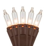 Holiday Essentials Brown Mini Lights – Clear White Lights with Brown Wire – Indoor/Outdoor Use – UL Listed – Set of 100