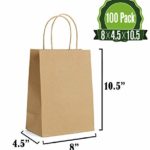 Brown Kraft Paper Gift Bags Bulk with Handles 100Pc [ Ideal for Shopping, Packaging, Retail, Party, Craft, Gifts, Wedding, Recycled, Business, Goody and Merchandise Bag]