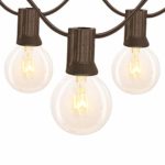Fly-Day 25Ft Outdoor Patio String Lights,Set of 25 Glass G40 Edison String Lights Garden/Backyard Party/Wedding Indoor String Lights(Plus 2 Extra Bulbs) (G40-Brown)