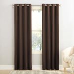 Sun Zero Barrow Energy Efficient Grommet Curtain Panel, 54″ x 84″, Chocolate Brown