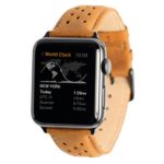 Wellfit Genuine Leather Replacement Band Compatible with iWatch Series 4 (44mm) Series 3 Series 2 Series 1 (42mm) Nike Sport and Edition, (42mm, Light Brown)