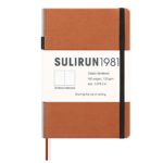 SULIRUN 1981 Notebook, A5 Hardcover Dot Grid Notebook with Pen Loop, Premium Thick Paper -120 gsm,Bullet Journal (light brown)