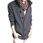 Fitfulvan, Men’s Autumn Winter Sweater Button Pullover Slim Jumper Knitwear Outwear Blouse (Dark Gray,Asian XXL = US XL)