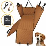 Knodel Dog Seat Cover, 100% Waterproof Car Seat Cover for Pets, Pet Seat Cover Dog Hammock, 600D Heavy Duty Scratch Proof Pet Back Seat Covers, Zippered Side Flaps for Cars, Trucks and SUVs (Brown)
