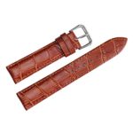 21mm Light Brown Leather Watch Band Grosgrain Padded Standard Length for Men’s Wrist Watches