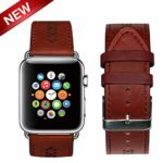 OGGO for Apple Watch Band 42mm 44 mm – Premium Genuine Leather Classic Buckle Vintage Retro Strap Bands Wristband Replacement for Apple Watches iWatch Series 4 3 2 1 Sport Edition – Brown