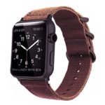 Brown Nylon Compatible Apple Watch Band 38mm/42mm NATO Replacement Wrist Woven Strap with Black Steel Adapters&Buckle Compatible iWatch Band Series 3,2,1 Sport Nike+ Men&Women