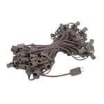 Novelty Lights 100 Foot C7 Outdoor String Light Christmas Stringer – Patio String Lights – Candelabra Base (C7/E12) – 12″ Spacing – Brown Wire