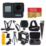 GoPro HERO7 Black Digital Action Camera with 4K HD Video 12MP Photos, SanDisk 32GB Micro SD Card, Hard Case – Gopro Hero 7 Accessory Bundle