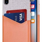 lopie [Sea Island Cotton Series] Slim Card Case Compatible for iPhone Xs Max 2018, Fabric Protection Cover with Leather Card Holder Slot Design – Light Brown