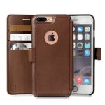 LUPA Wallet case for iPhone 8 Plus, Durable and Slim, Lightweight, Magnetic Closure, Faux Leather, Light Brown