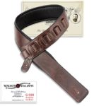 Walker & Williams G-910 Mahogany Brown Weathered Natural Finish Guitar Strap with Padded Glove Leather Back