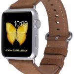 JSGJMY Compatible with Iwatch Band 38mm 40mm S/M Women Genuine Leather Replacement Strap Compatible with Series 4 (40mm) Series 3/2 /1(38mm) Sport Edition,Light Brown Nubuck Leather