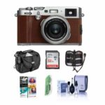Fujifilm X100F 24.3MP Digital Camera, Fujinon 23mm f/2 Lens, Brown – Bundle with 32GB SDHC Card, Camera Case, Cleaning Kit, Memory Card Case, Card Reader, Software Package