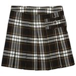 French Toast Little Girls’ Plaid Pleated Scooter, Brown Plain, 6X