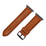 IVAPPON 42mm Light Brown Italian Calfskin Leather Watch Band Replacement for Apple Watch All Version (Gun Black Adapter and Buckle)