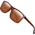 Polarized Sunglasses for Men Driving Mens Sunglasses Rectangular Vintage Sun Glasses For Men/Women Brown