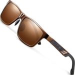 ATTCL Men’s Hot Retro Al-Mg Metal Frame Driving Polarized Sunglasses Al-Mg Metal Frame Ultra Light 6560 Brown