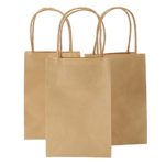 Road 5.25 x 3.75 x 8 inches Brown Small Kraft Paper Bags with Handles, Shopping, Grocery, Mechandise, Party Bags (100)