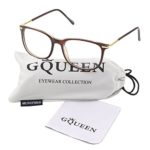 GQUEEN 201579 Fashion Metal Temple Horn Rimmed Clear Lens Glasses,Brown