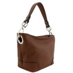 Hobo Shoulder Bag with Snap Hook Hardware Small (Brown)