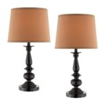 Catalina Lighting Catalina Jefferson Set 18842-002 2-Pack 22-Inch Oil Rubbed Bronze Metal Trophy Table Lamps with Coffee Silken Shades, Without Bulb, Brown