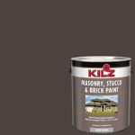 KILZ 13511101 L341011 Interior/Exterior Self-Priming Masonry, Stucco and Brick Flat Paint, 1 Gallon, Espresso Bark (Dark Chocolate Brown)