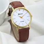 Geneva Fashion Women Wrist Watch,Outsta Diamond Analog Leather Quartz Watches Bracelet for Women Great Gift (Brown A)