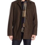 Tommy Hilfiger Men’s Wool Melton Walking Coat with Attached Scarf, Brown, L
