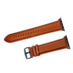 IVAPPON 42mm Extra Long Genuine Leather Replacement Straps Replacement for Apple Watch 88x140mm Brown Band Black Adapter