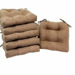 Home Improvements SET OF 6 LIGHT BROWN NATURAL MICROFIBER SOFT PLUSH KITCHEN DINING CHAIR PADS CUSHIONS