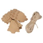 100pcs Christmas Tree Scalloped Kraft Paper Gift Parcel Tags Label Luggage Paper Tags with 20M Rope (Brown)