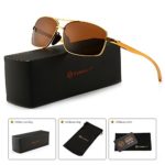 SUNGAIT Ultra Lightweight Rectangular Polarized Sunglasses 100% UV protection (Gold Frame Brown Lens, 62) Metal Frame 2458 JKC