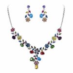 EVER FAITH Flower Leaf Necklace Earrings Set Austrian Crystal