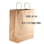 Generic Natural Kraft Paper Retail Shopping Bags with Rope Handles, 13 x 7 x 17 Inches, 50 Count