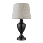 Globe Electric Torrance 18″ Table Lamp, Dark Bronze Finish, Beige Linen Shade, Socket Rotary Switch 12849