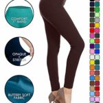 Leggings Depot Ultra Soft Basic Solid Plain Best Seller Leggings Pants (One Size (Size 0-12), Brown)