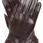 WARMEN Men’s Texting Touchscreen Winter Warm Leather Driving Gloves (8.5, Brown)